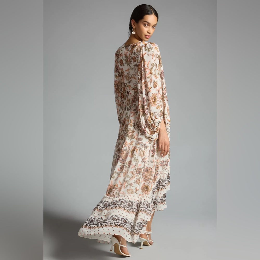 V-Neck Long-Sleeve Floral Paisley Maxi Dress - Picture 2 of 15